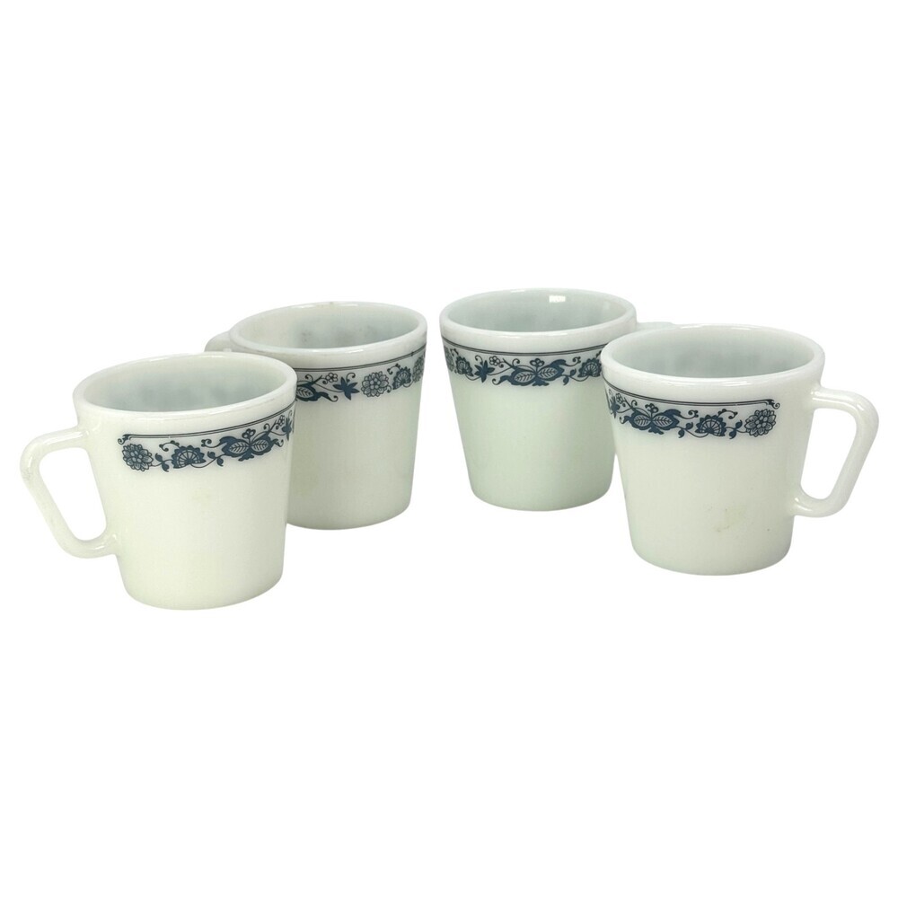 Pyrex Coffee Mug Cup USA MCM VTG Limited Pattern Old Town Blue Onion Set of 4